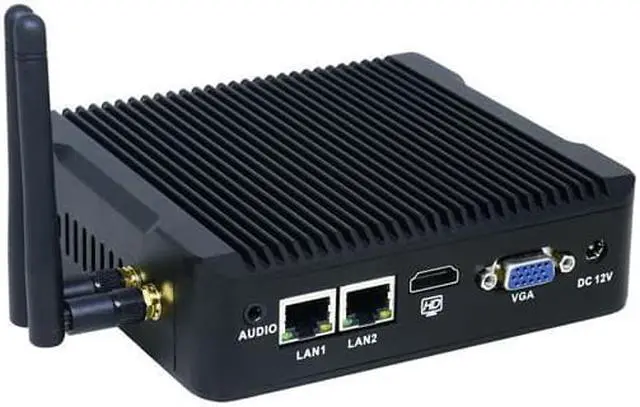 Alt view image 4 of 4 - Fanless Mini PC, Industrial Computer, Intel Celeron J1900, HUNSN BX07, Windows 11 or Linux Ubuntu, COM, 2 x LAN, HDMI, VGA, Vesa Mount, WOL, PXE, Watchdog Supported, 8G RAM, 128G SSD