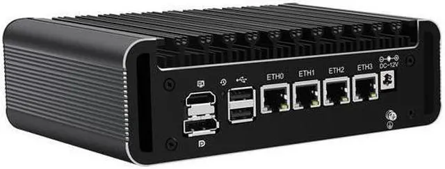Alt view image 6 of 7 - Micro Firewall Appliance, Mini PC, VPN, Router PC, HUNSN RJ26, Intel J6413, AES-NI, 4 x 2.5GbE I226-V LAN, HDMI, DP, Type-C, TF Slot, Barebone, NO RAM, NO Storage, NO System