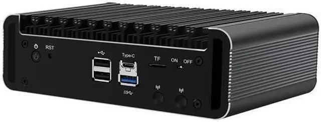 Alt view image 7 of 7 - Micro Firewall Appliance, Mini PC, VPN, Router PC, HUNSN RJ26, Intel J6413, AES-NI, 4 x 2.5GbE I226-V LAN, HDMI, DP, Type-C, TF Slot, Barebone, NO RAM, NO Storage, NO System