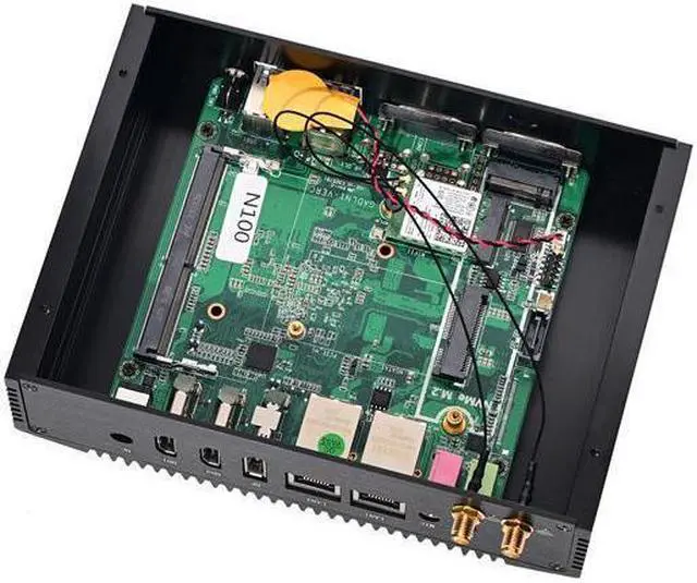 Alt view image 4 of 4 - Fanless Industrial Computer, IPC, Mini PC, HUNSN IM12, Intel N100, Windows 11 Pro or Linux Ubuntu, AC WiFi, BT, 4 x USB, 2 x COM, 2 x LAN, DP, 2 x HDMI, 8G RAM 128G SSD