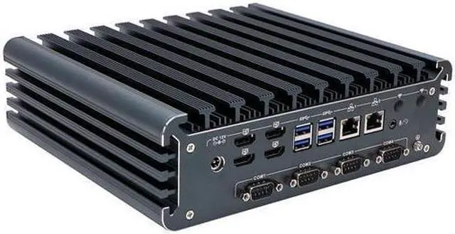 Alt view image 3 of 7 - HUNSN Fanless Industrial PC, Mini Computer, IPC, IX12, Core I5 1235U, Windows 11 / Linux Ubuntu, Wi-Fi 6, BT 5.2, 4 x HDMI, 2 x LAN, 4 x COM COM1/2 for RS232/RS485, TPM2.0, 8G RAM, 128G SSD