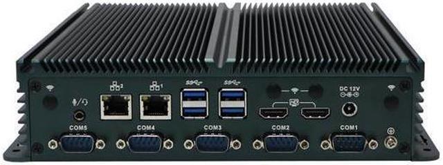 HUNSN Fanless Industrial PC, Mini Computer, IPC, IX13, Intel N100, TPM 2.0,  Wi-Fi 6, BT 5.2, 6 x COM COM1/2 for RS232/RS485, 2 x HDMI, 2 x LAN, ...