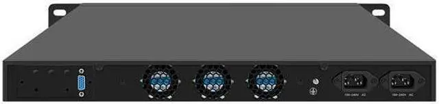 Alt view image 2 of 7 - HUNSN 1U Firewall Appliance with Redundancy Power Supply, N100, RJ53k, VPN, Router PC, 4 x 226-V 2.5GbE LAN, Console, VGA, GPIO, SIM Slot, Dual Power, Barebone, NO RAM, NO Storage, NO System