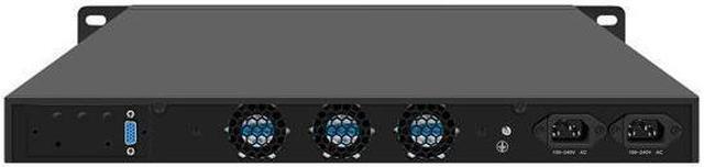 Alt view image 2 of 4 - HUNSN 1U Firewall Appliance with Redundancy Power Supply, N100, RJ53k, pFsense, Mikrotik, OPNsense, VPN, Router PC, 4 x 226-V 2.5GbE LAN, Console, VGA, GPIO, SIM Slot, Dual Power, 32G RAM, 512G SSD