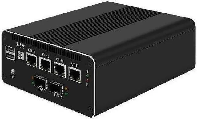 Main image of HUNSN Micro Firewall Appliance, Mini PC, Intel N200, RJ50k, pFsense, Mikrotik, OPNsense, VPN, Router PC, 4 x 2.5GbE I226-V, 2 x SFP+ Optical 10Gbe 82599ES, Type-C, SIM Slot, TF, 32G RAM, 1TB SSD