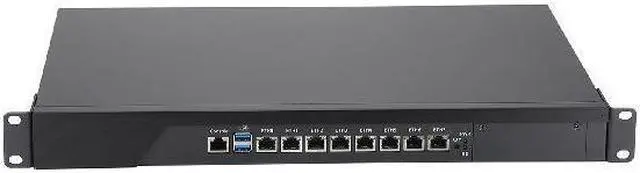 Main image of HUNSN 1U Firewall Appliance, pFsense, Mikrotik, C236 with I3 9100, RS46, OPNsense, VPN, Network Rackmount, AES-NI, 8 x 2.5Gbe 226-V LAN, Console, VGA, SIM Slot, 8G RAM, 64G SSD