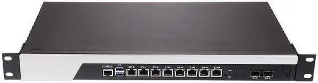 Main image of HUNSN 1U Firewall Appliance, pFsense, I3 8100, RS45, Mikrotik, OPNsense, VPN, Network Rackmount, AES-NI, 8 x Gigabit LAN, 2 x SFP+ 10Gbe 82599ES, Console, VGA, 4G RAM, 64G SSD