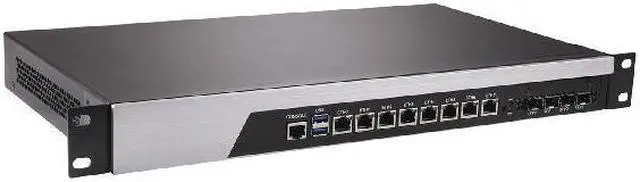 Main image of HUNSN 1U Firewall Appliance, pFsense, I3 9100, RS46, Mikrotik, OPNsense, VPN, Network Rackmount, 8 x 2.5Gbe 226-V, 4 x SFP+ 10Gbe XL710, Console, VGA, SIM Slot, 32G RAM, 512G SSD