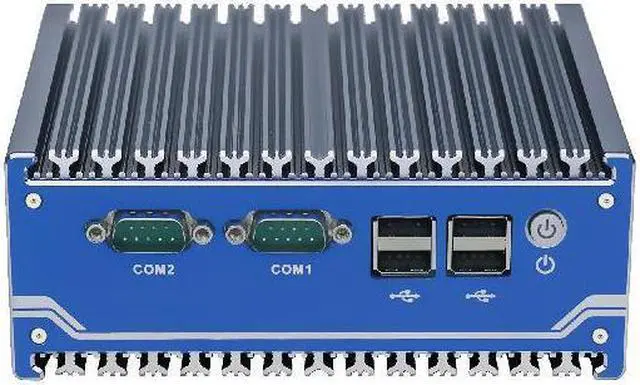 Alt view image 2 of 5 - HUNSN Side Mount Din Rail Fanless Mini PC, Desktop Computer, J1900, BX12, HTPC, Windows 11 / Linux Ubuntu, WiFi, BT, 4 x COM, HDMI, 2 x LAN, SIM Slot, GPIO, 4G RAM, 0 Storage, Barebone No System