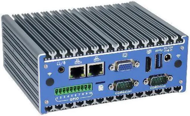 Alt view image 3 of 5 - HUNSN Side Mount Din Rail Fanless Mini PC, Desktop Computer, J1900, BX12, HTPC, Windows 11 / Linux Ubuntu, WiFi, BT, 4 x COM, HDMI, 2 x LAN, SIM Slot, GPIO, 4G RAM, 0 Storage, Barebone No System