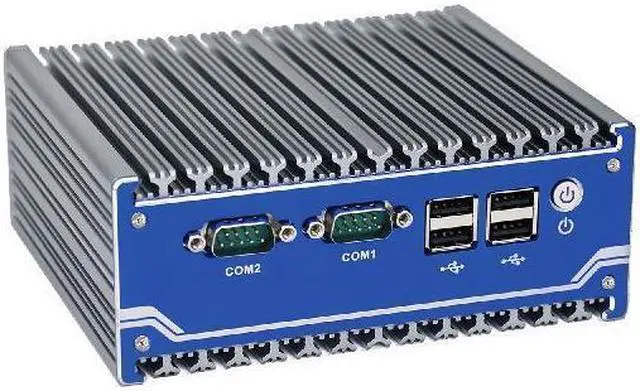 Alt view image 4 of 5 - HUNSN Side Mount Din Rail Fanless Mini PC, Desktop Computer, J1900, BX12, HTPC, Windows 11 / Linux Ubuntu, WiFi, BT, 4 x COM, HDMI, 2 x LAN, SIM Slot, GPIO, 4G RAM, 0 Storage, Barebone No System