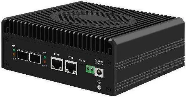 Main image of HUNSN Firewall Appliance, Mini PC, pFsense, N100, RJ63, Mikrotik, OPNsense, VPN, Router PC, 2 x 226-V LAN, 2 x SFP+, 2 x HDMI, TF, Type-C, Phoenix Terminal, 0 RAM, 0 Storage, Barebone No System