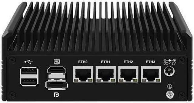 Main image of HUNSN Micro Firewall Appliance, Mini PC, PFSense, Mikrotik, Alder Lake-N N200, RJ35, OPNsense, VPN, Router PC, GPIO, HDMI, DP, 4 x 2.5GbE I226-V LAN, 8 x USB, 0 RAM, 0 Storage, Barebone No System