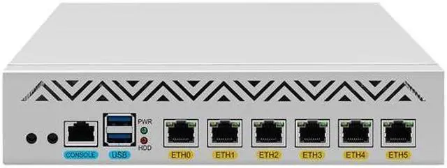 Alt view image 3 of 4 - HUNSN 9 Inches Desktop Firewall Appliance, PFSense, Mikrotik, N100, RJ64, OPNsense, VPN, Router PC, AES-NI, 6 x 2.5GbE I226-V LAN, Console, VGA, 16G RAM, 256G SSD