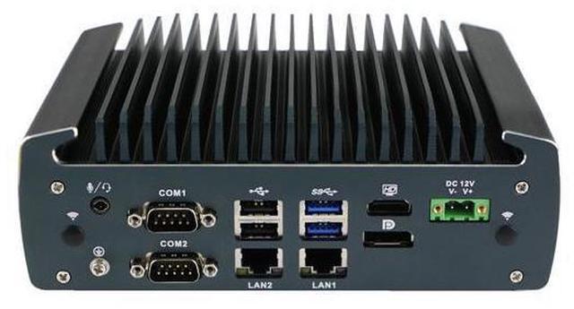 Alt view image 2 of 6 - HUNSN Fanless Industrial PC, Mini Computer, IPC, Celeron J6412, IX15, TPM 2.0, 6 x COM, HDMI, DP, 3 x LAN, GPIO, 9-36V 2Pin Phoenix, 8G RAM, 128G SSD