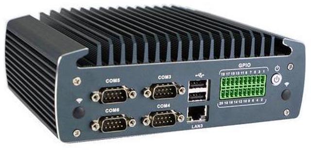 Alt view image 3 of 6 - HUNSN Fanless Industrial PC, Mini Computer, IPC, Celeron J6412, IX15, TPM 2.0, 6 x COM, HDMI, DP, 3 x LAN, GPIO, 9-36V 2Pin Phoenix, 8G RAM, 128G SSD
