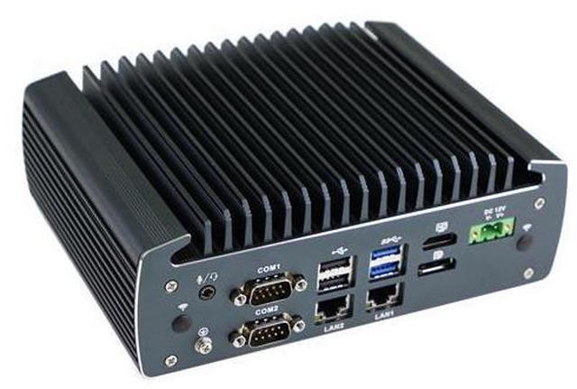 Alt view image 5 of 6 - HUNSN Fanless Industrial PC, Mini Computer, IPC, Celeron J6412, IX15, TPM 2.0, 6 x COM, HDMI, DP, 3 x LAN, GPIO, 9-36V 2Pin Phoenix, 8G RAM, 128G SSD
