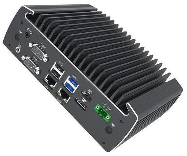 Alt view image 6 of 6 - HUNSN Fanless Industrial PC, Mini Computer, IPC, Celeron J6412, IX15, TPM 2.0, 6 x COM, HDMI, DP, 3 x LAN, GPIO, 9-36V 2Pin Phoenix, 8G RAM, 128G SSD