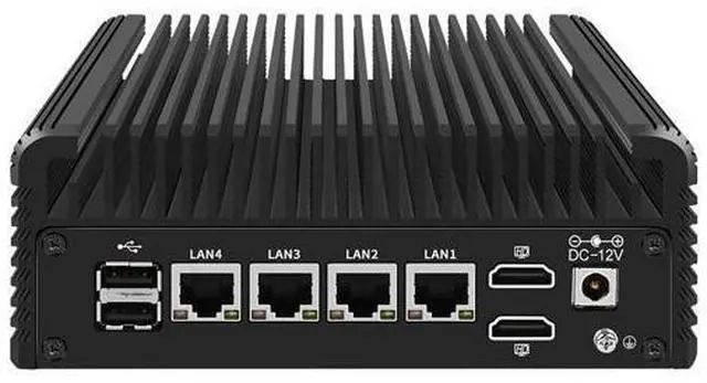 Main image of HUNSN Micro Firewall Appliance, Mini PC, PFSense, Mikrotik, J6412, RJ09, OPNsense, Untangle, Sophos, Kerio, VPN, Router PC, 4 x 1GbE LAN, 2 x HDMI, 2 x COM, 0 RAM, 0 Storage, Barebone No System
