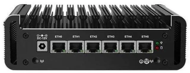 Main image of HUNSN Micro Firewall Appliance, Mini PC, PFSense, Mikrotik,Alder Lake-N 12th Gen N100, RJ47, OPNsense, VPN, Router PC,  6 x 2.5GbE I226-V LAN, HDMI, 0 RAM, 0 Storage, Barebone No System