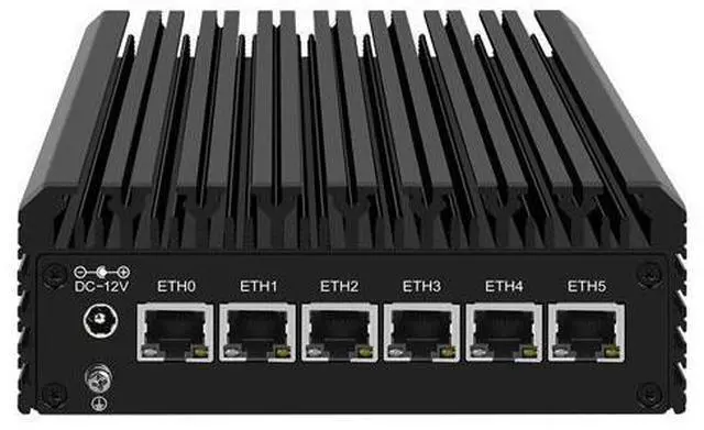 Main image of Micro Firewall Appliance, Mini PC, pFsense Plus, Mikrotik, J6413, HUNSN RJ09, OPNsense, VPN, Router PC, AES-NI, 6 x 2.5GbE I226-V LAN, Console, HDMI, DP, SIM Slot, 4G RAM, 32G SSD