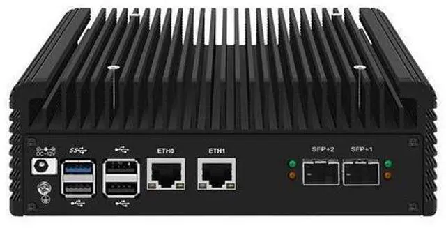 Main image of HUNSN Firewall Appliance, Mini PC, PFSense, Mikrotik, N100, RJ71, OPNsense, VPN, Router PC, 2 x 2.5GbE LAN, 2 x SFP+ 10GbE 82599ES, 2 x HDMI, TF, Type-C, 0 RAM, 0 Storage, Barebone No System
