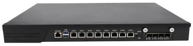 Main image of HUNSN 1U Firewall Appliance with Redundancy Power, PFSense, Mikrotik, I3 7100, RJ10, OPNsense, VPN, Network Rackmount, 8 x 2.5GbE LAN, 4 x SFP+ 10GbE X710, 0 RAM, 0 Storage, Barebone No System