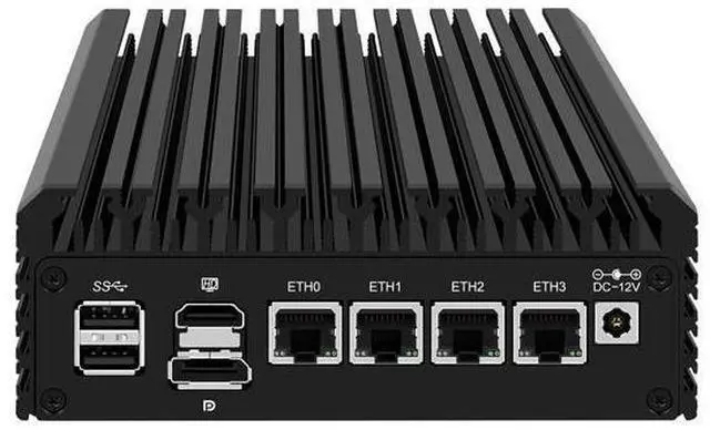 Main image of HUNSN Micro Firewall Appliance, Mini PC, pFsense, Mikrotik, Alder Lake-N 12th Gen N200, RJ35, OPNsense, VPN, Router PC, GPIO, TF Slot, HDMI, DP, 4 x 2.5GbE I226-V, 8G DDR5 RAM, 128G SSD