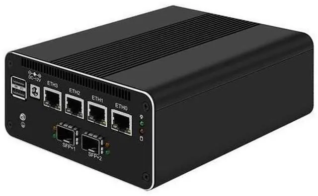 Main image of HUNSN Micro Firewall Appliance, Mini PC, pFsense, Mikrotik, N100, RJ50k, OPNsense, VPN, Router PC, 4 x 2.5GbE I226-V, 2 x SFP+ Optical 10Gbe 82599ES, Type-C, SIM Slot, TF, 8G RAM, 128G SSD