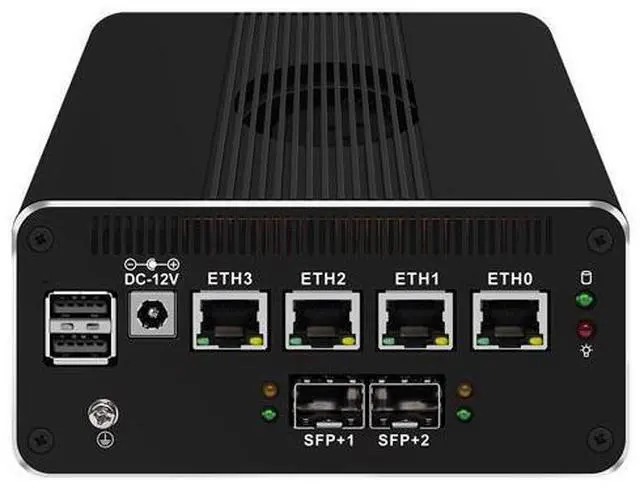Alt view image 3 of 6 - HUNSN Micro Firewall Appliance, Mini PC, pFsense, Mikrotik, N100, RJ50k, OPNsense, VPN, Router PC, 4 x 2.5GbE I226-V, 2 x SFP+ Optical 10Gbe 82599ES, Type-C, SIM Slot, TF, 8G RAM, 128G SSD