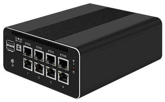 Alt view image 3 of 6 - HUNSN Micro Firewall Appliance, Mini PC, VPN, Router PC, N100, RJ51k, 8 x 2.5GbE I226-V, Type-C, SIM Slot, TF Slot, DP, HDMI, 5 x USB2.0, USB3.0, Barebone, NO RAM, NO Storage, NO System