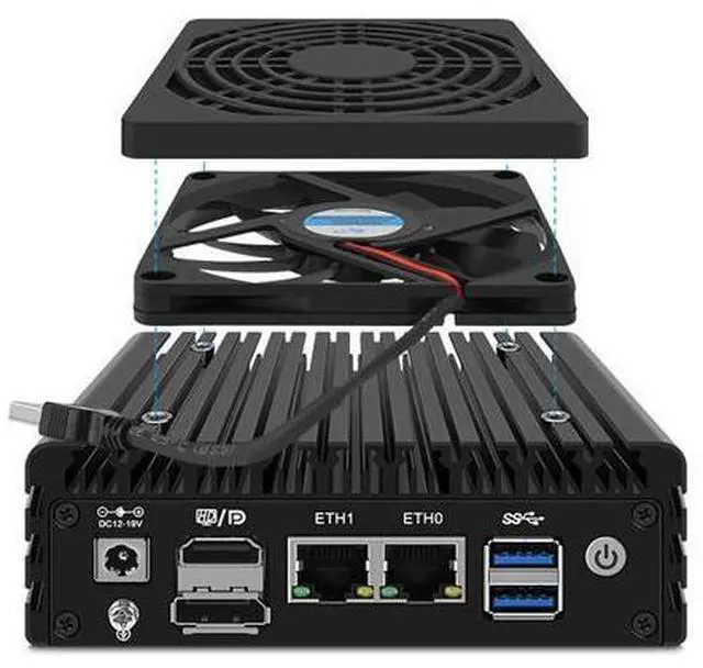 Alt view image 6 of 6 - HUNSN Micro Firewall Appliance, Mini PC, PFSense, Mikrotik, I3 N305, RJ56, OPNsense, VPN, Router PC, Home Server for 3D DIY, 2 x 2.5GbE LAN, HDMI, DP, 2 x USB3.2, 0 RAM, 0 Storage, Barebone No System