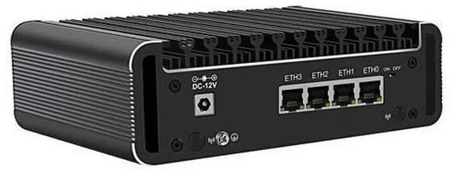 Main image of HUNSN Micro Firewall Appliance, Mini PC, PFSense, Mikrotik, Celeron J6412, RJ62, OPNsense, VPN, Router PC, 4 x 2.5GbE I226-V LAN, 2 x HDMI, Type-C, TF Slot, 0 RAM, 0 Storage, Barebone No System