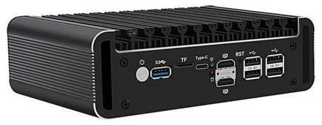 Alt view image 2 of 6 - HUNSN Micro Firewall Appliance, Mini PC, PFSense, Mikrotik, Celeron J6412, RJ62, OPNsense, VPN, Router PC, 4 x 2.5GbE I226-V LAN, 2 x HDMI, Type-C, TF Slot, 0 RAM, 0 Storage, Barebone No System