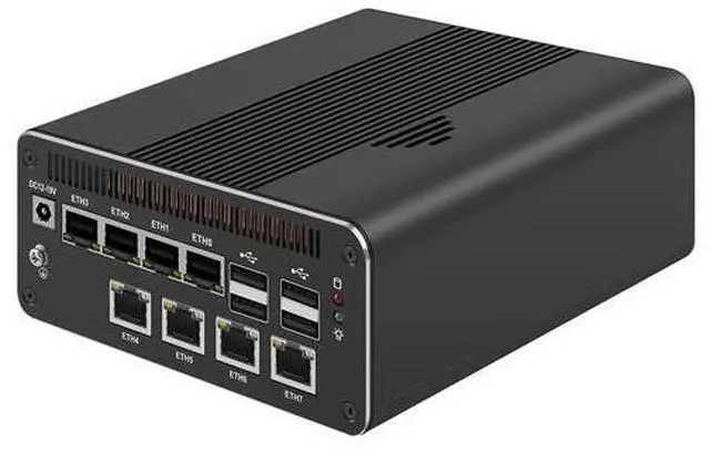 Main image of HUNSN Micro Firewall Appliance, Mini PC, PFSense, Mikrotik, Ultra 5 Processor 125H, RJ69, OPNsense, VPN, Router PC, 8 x 2.5GbE I226-V, Type-C USB4, TF, DP, HDMI, 0 RAM, 0 Storage, Barebone No System