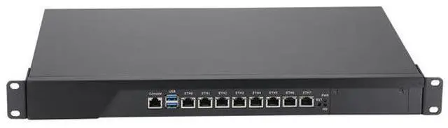 Main image of 1U Firewall Appliance, pFsense, HUNSN RS46, C236 with Core I3 8100, Mikrotik, OPNsense, VPN, Network Rackmount, AES-NI, 8 x Gigabit LAN, Console, VGA, SIM Slot, 32G RAM, 128G SSD
