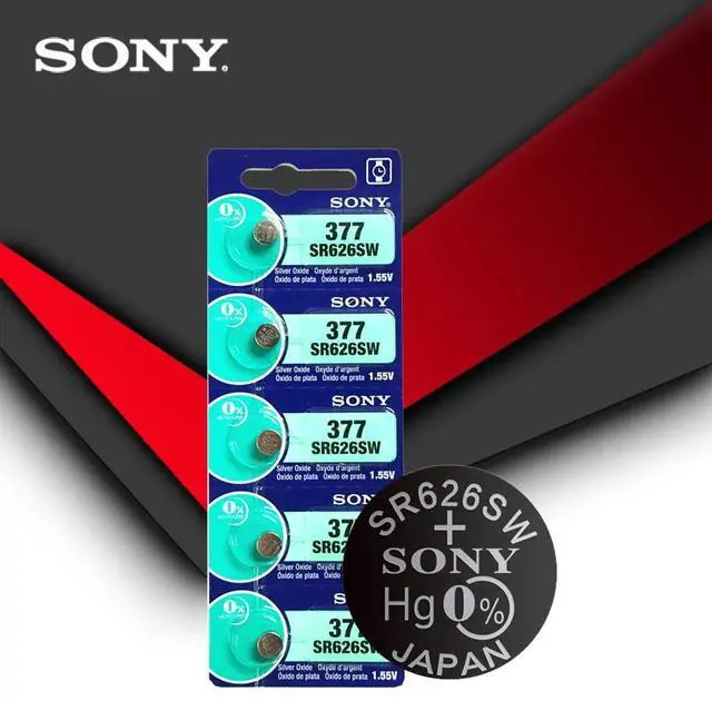 Alt view image 3 of 3 - 2pc Sony 377 SR626SW SR626 AG4 1.55V Silver Oxide Watch Battery SR626SW 377 Button Coin Cell MADE IN JAPAN