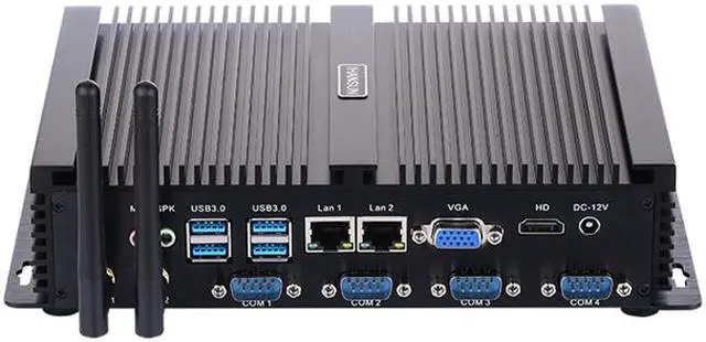 Main image of Fanless Industrial PC, Mini Computer, Intel Celeron 1037U, HUNSN IM02, WiFi, BT, VGA, HDMI, 2 x LAN, 4 x COM RS232, 4 x USB2.0, 4 x USB3.0, Barebone, NO RAM, NO Storage, NO System