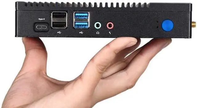 Alt view image 3 of 6 - Fanless Mini PC, Desktop Computer, Quad Core AMD A6 1450, HUNSN BH05a,  Windows 11 Pro or Linux Ubuntu, PXE, WOL, Vmware, Citrix Supported, VGA, HDMI, LAN, Type-C, Vesa mount, 4G RAM, 64G SSD