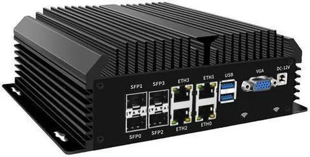 Alt view image 4 of 6 - HUNSN Fanless Firewall Appliance with QAT, PFSense, OPNsense, Denverton Atom C3958, RN02, VPN, Router PC, PVE, 4 x 2.5GbE I226-V, 4 x SFP+ X553, DPDK Support, 32G RAM, 512G SSD