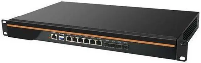Alt view image 3 of 6 - HUNSN 1U Firewall Appliance with QAT, PFSense, OPNsense, Denverton Atom C3808, RN03, VPN, Router PC, PVE Server, 6 x 1GbE LAN, 4 x SFP+ X553 10GbE, DPDK Support, 0 RAM, 0 Storage, Barebone No System