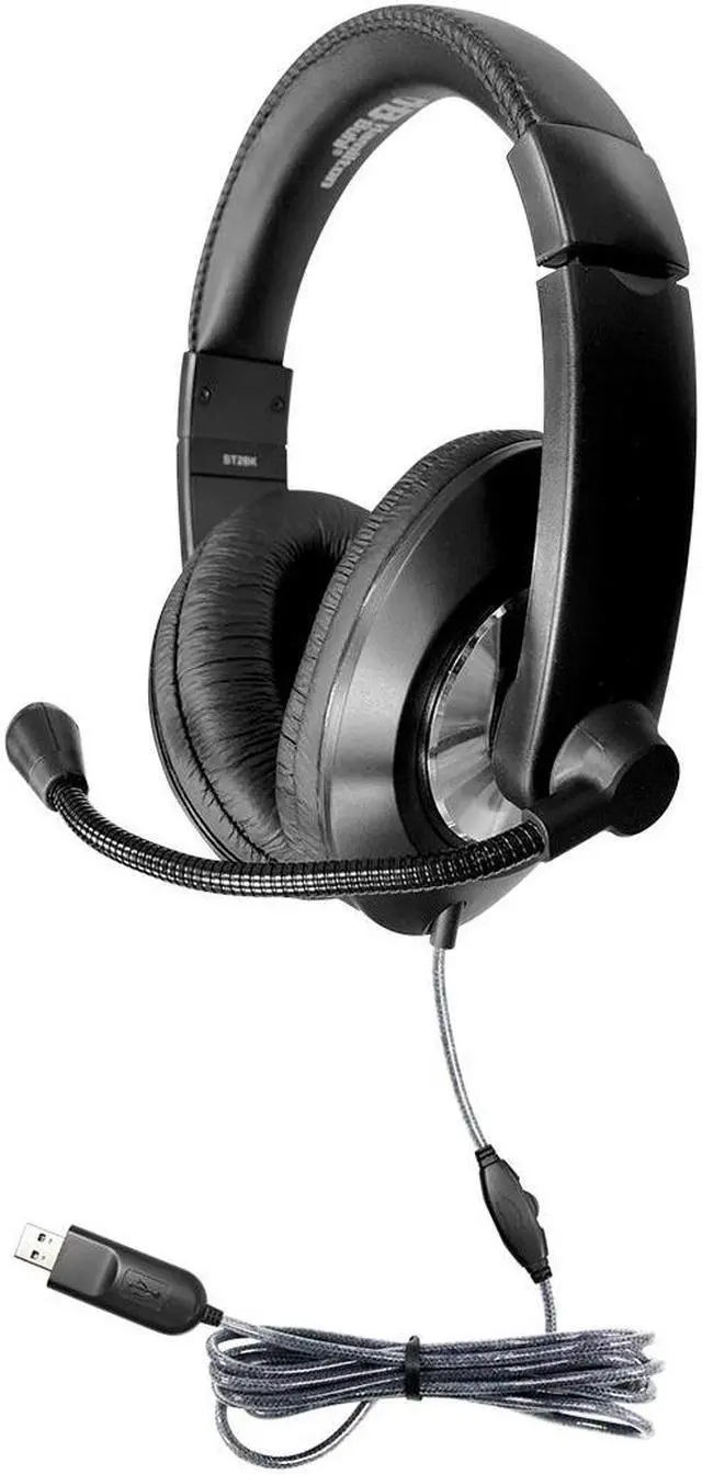 Alt view image 4 of 9 - HamiltonBuhl ST2BKU Smart-Trek™ Deluxe Stereo Headset with In-Line Volume Control and USB Plug - Black
