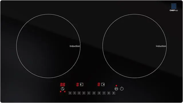 Alt view image 2 of 7 - Cheftop Induction 2 Burner Cooktop - Portable 120V Digital Ceramic Top 2 Burner Electric Cooktop with Kids Safety Lock - Works with Flat Cast Iron Pan,1800 Watt, Touch Sensor Control, Multiple Control