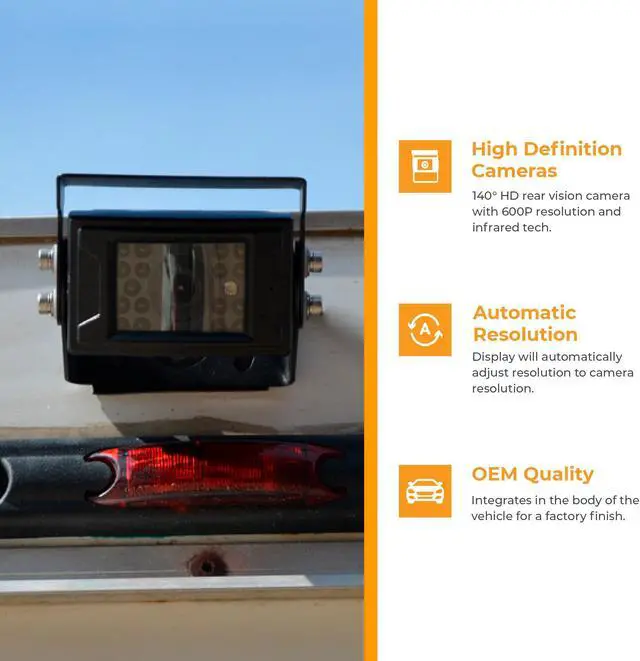 Alt view image 7 of 8 - Brandmotion AHDS-7701 Universal Commercial Grade Heavy Duty Rear Vision System
