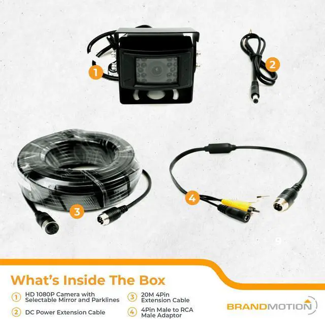 Alt view image 8 of 8 - Brandmotion AHDS-7701 Universal Commercial Grade Heavy Duty Rear Vision System
