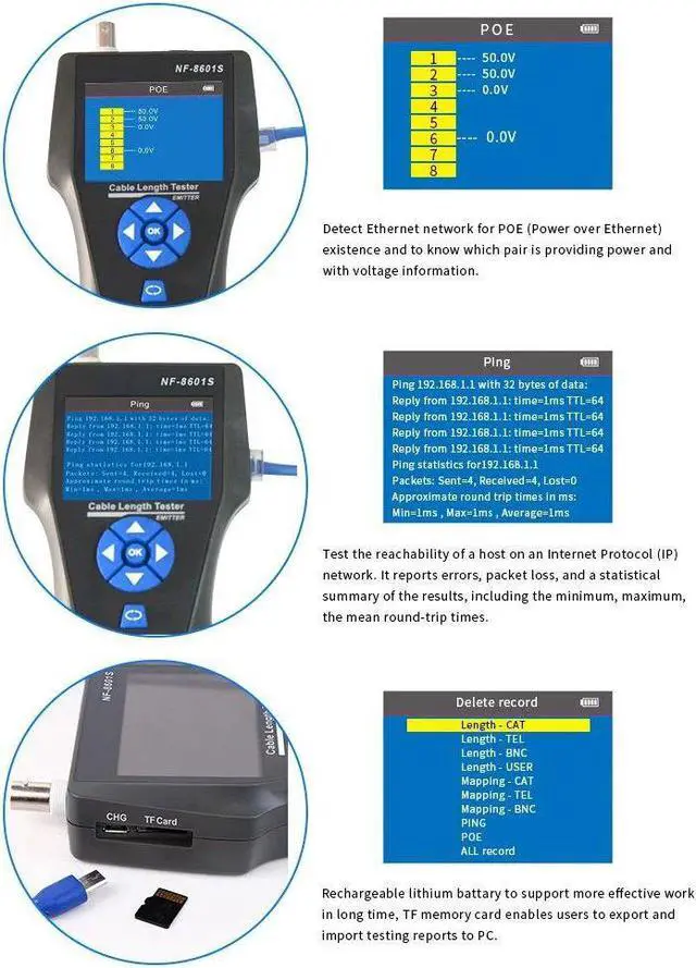 Alt view image 5 of 7 - Telephone Wire Tracker Electrical Line Finding Testing Cable Tester Handheld Line Finder Cable Detector Wire Measuring Instrument for Network Maintenance Collation For RJ45 RJ11 BNC Metal Cable PING/P