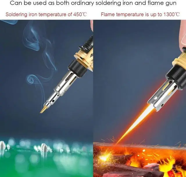 Alt view image 7 of 7 - 12 in 1 Soldering Iron Kit Full Electronics Set Welding Tool Car Repairing Gas Soldering Self-igniting Torch Outdoors - Coffee