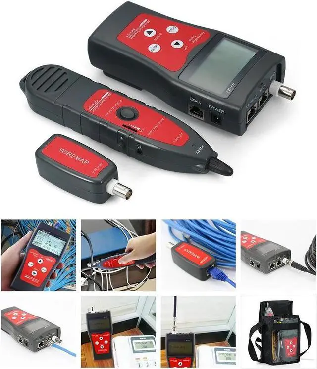 Alt view image 6 of 7 - Multi-functional LCD Network Cable Tester RJ11 RJ45 Wire Length Finder with 1 Remote Adapter