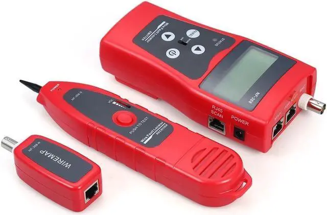 Alt view image 6 of 7 - Multi-functional LCD Network Cable Tester High Precision Line Finder Coaxial Line Tester RJ11 RJ45 Wire Length Finder with 1 Remote Adapter