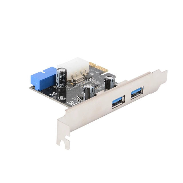 Alt view image 3 of 4 - New USB 3.0 PCI-E Expansion Card Adapter External 2 Port USB3.0 Hub Internal 19pin Header PCI-E Card 4pin IDE Power Connector